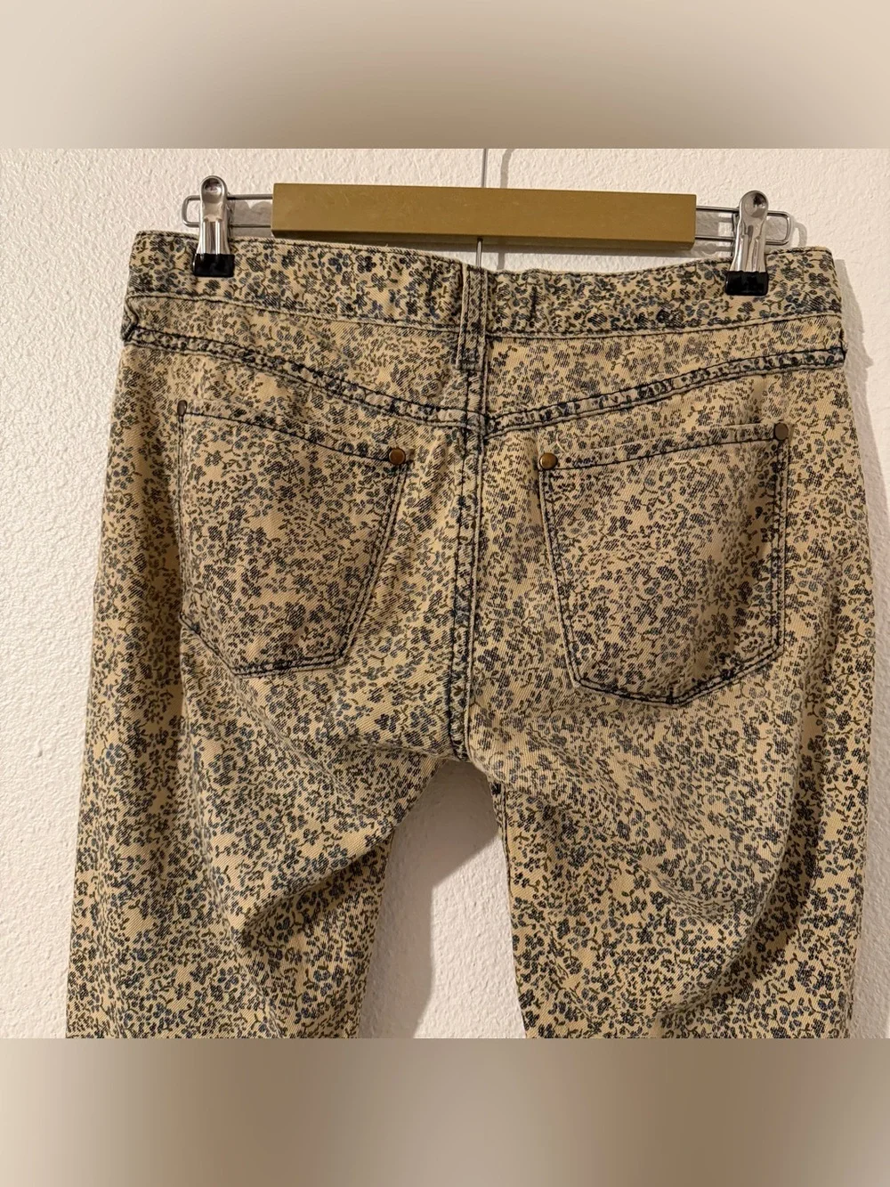 Free People Womens Low-Rise Floral Print Jeans Blue Denim - Size 28
